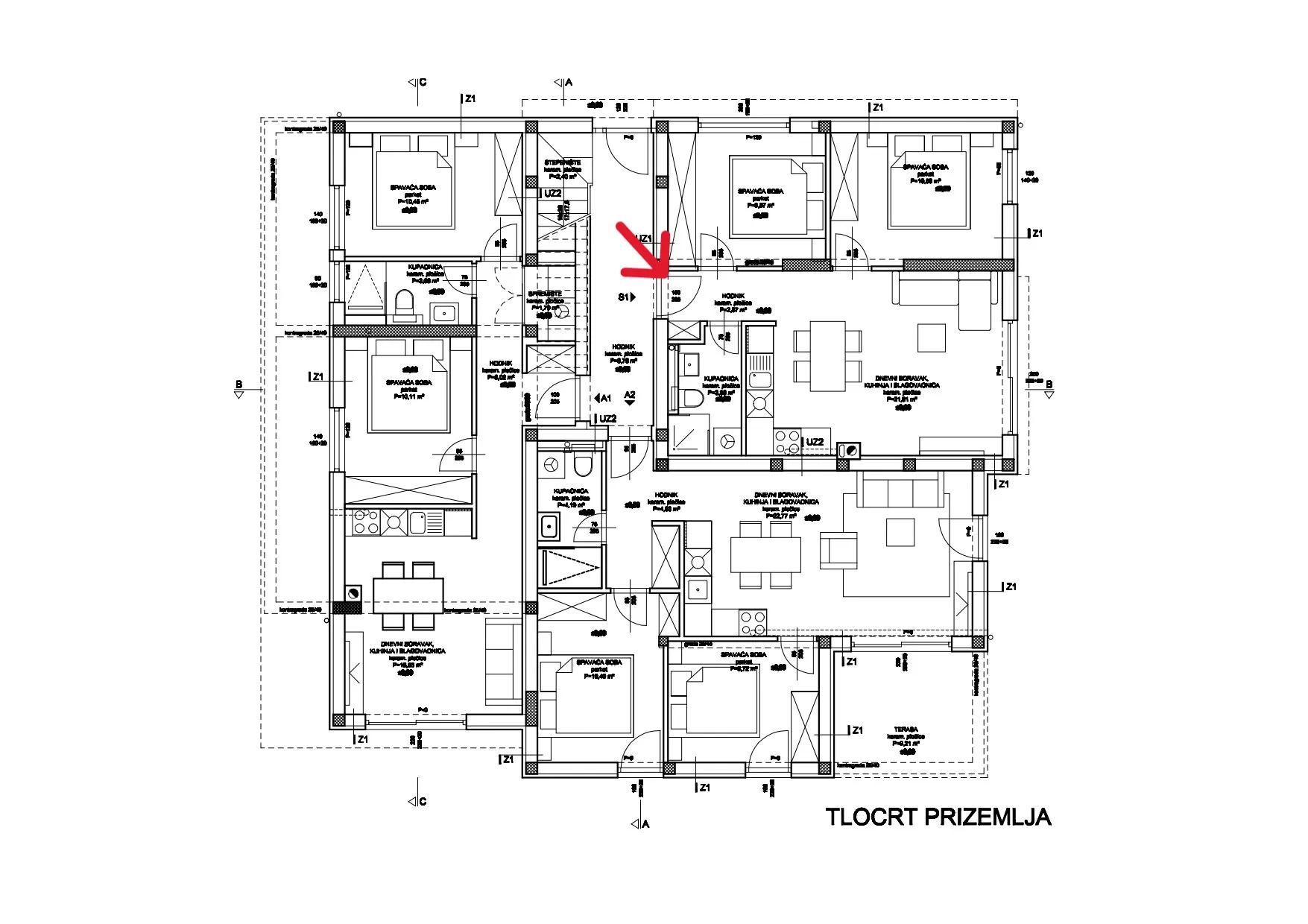 stambena jedinica s-1 – prizemlje s vrtom | 67,89 m² | vodice, novogradnja - slika 8