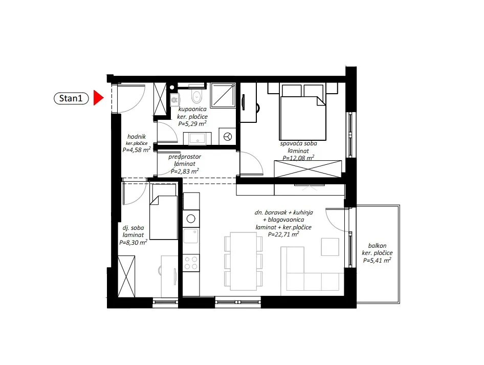 novogradnja u srcu novog marofa – moderan stan s balkonom 68,16m² - slika 7