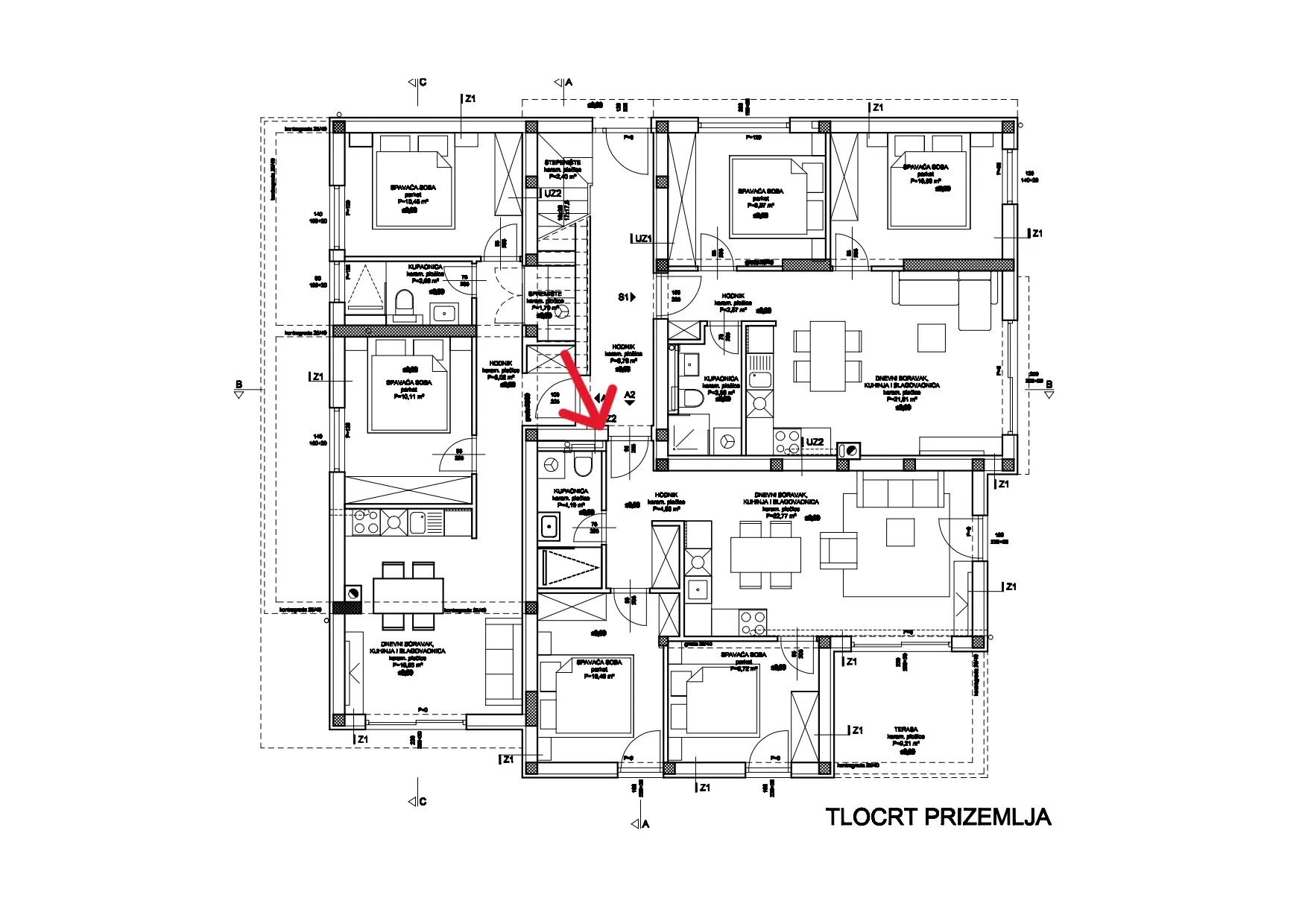 apartman a2 – prizemlje s dvorištem | 68,63 m² | vodice, novogradnja - slika 8