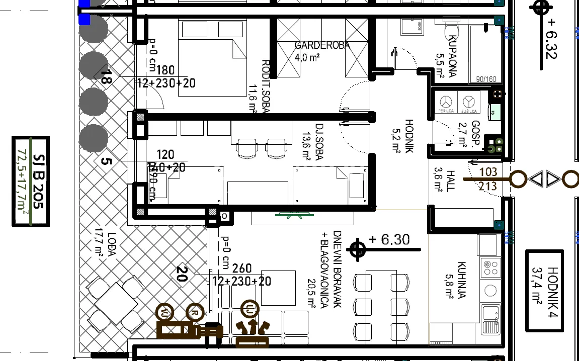 čakovec – globetka | trosobni stan 72,5 m² + lođa 17,5 m² | 2. kat | novogradnja - slika 2