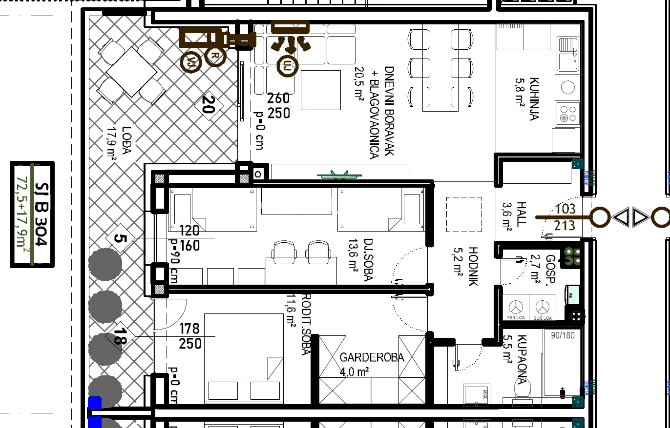 čakovec – globetka | trosobni stan 72,5 m² + lođa 17,9 m² | 3. kat | novogradnja - slika 2