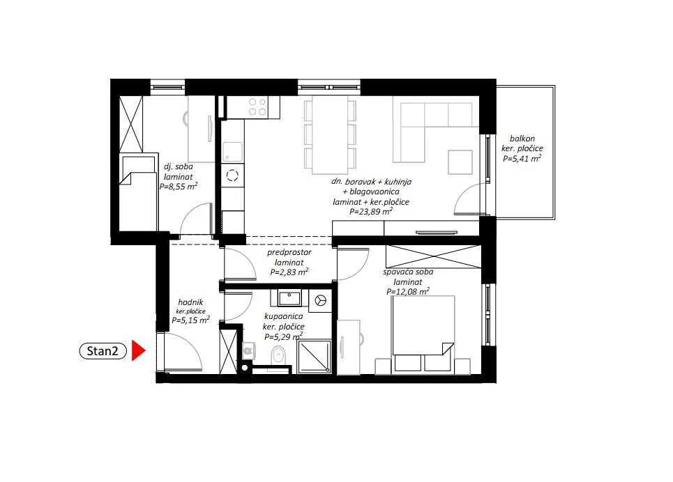 novogradnja u srcu novog marofa – moderan stan s balkonom 69,73m² - slika 7