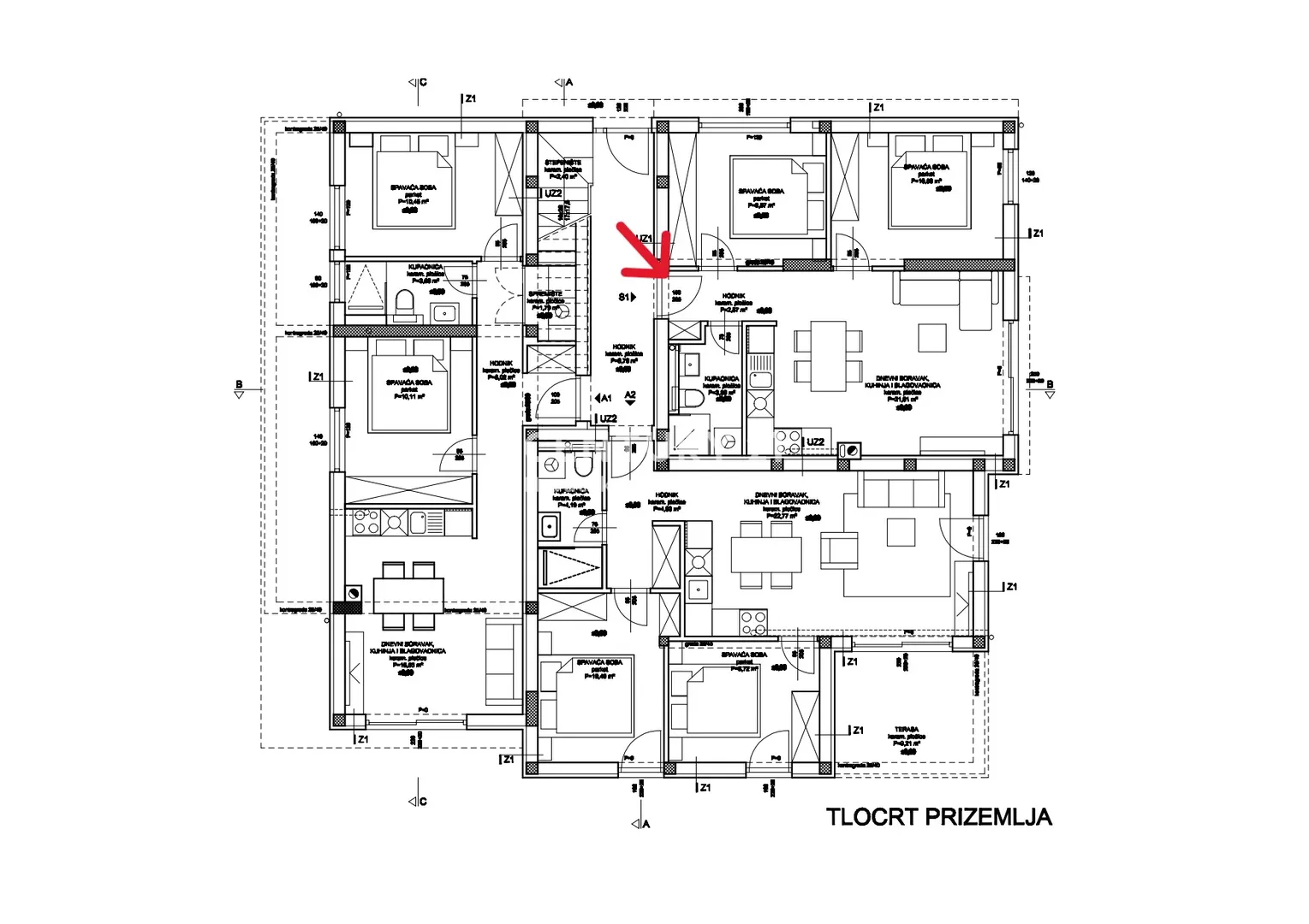 stambena jedinica s-1 – prizemlje s vrtom | 67,89 m² | vodice, novogradnja - slika 7