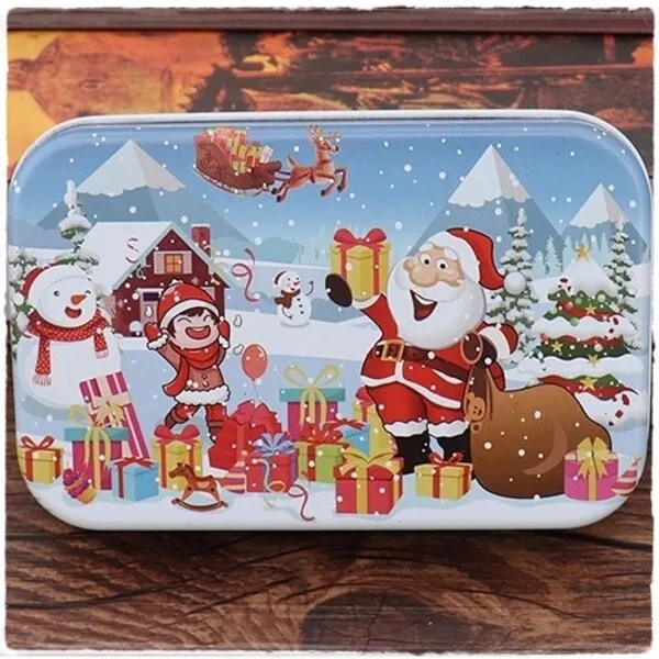 komplet 4 x drvene puzzle christmas u metalnoj kutiji - slika 3
