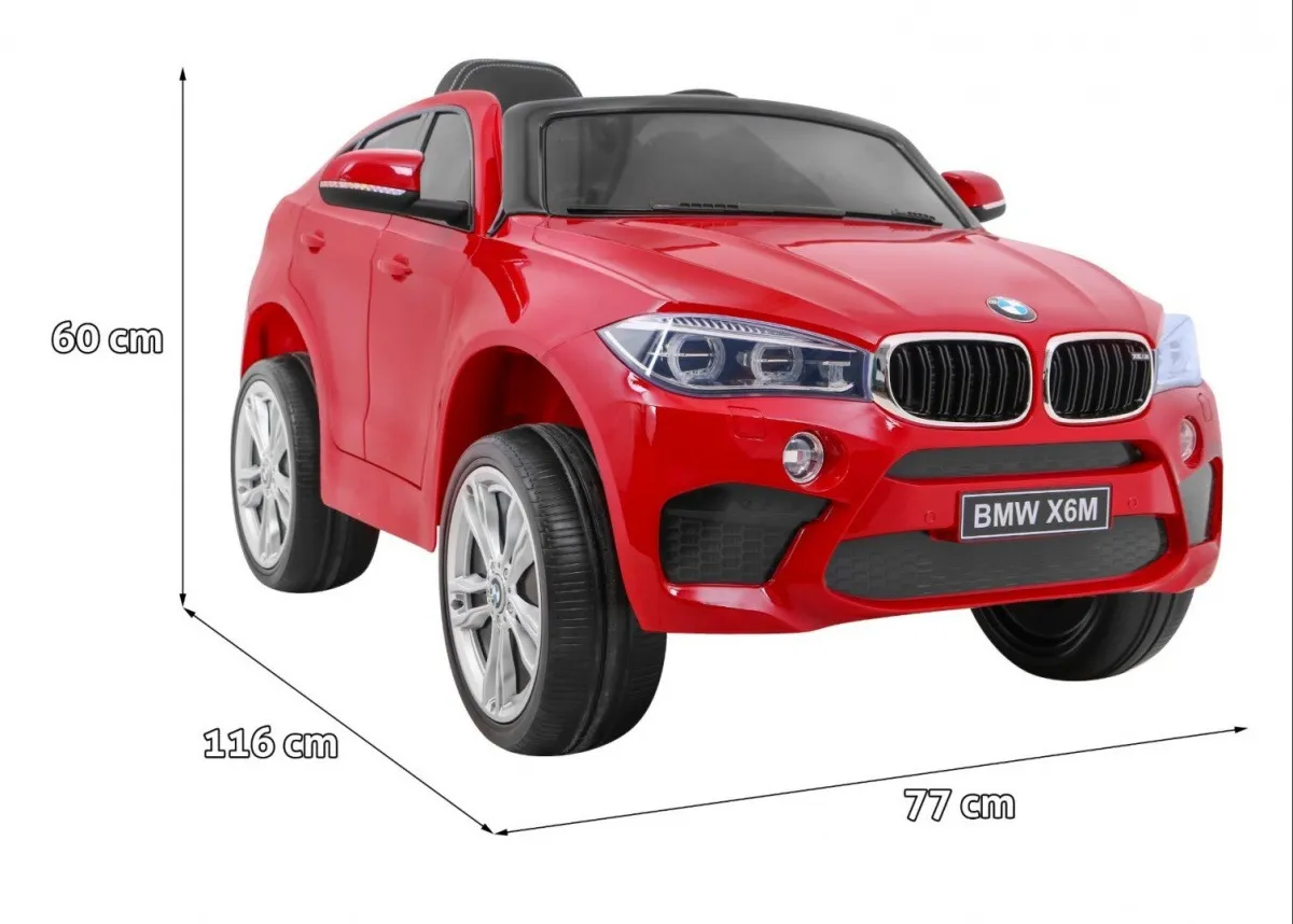 licencirani auto na akumulator bmw x6m - crveni/lakirani - slika 2