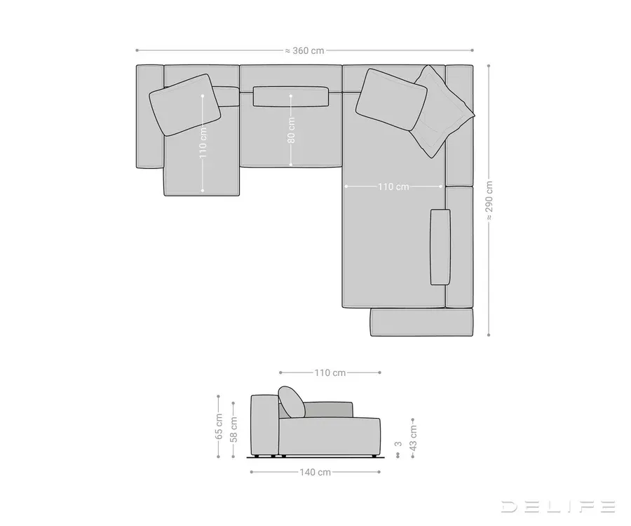 modularna garnitura freestyle 360x290cm, materijal: boucle - slika 6