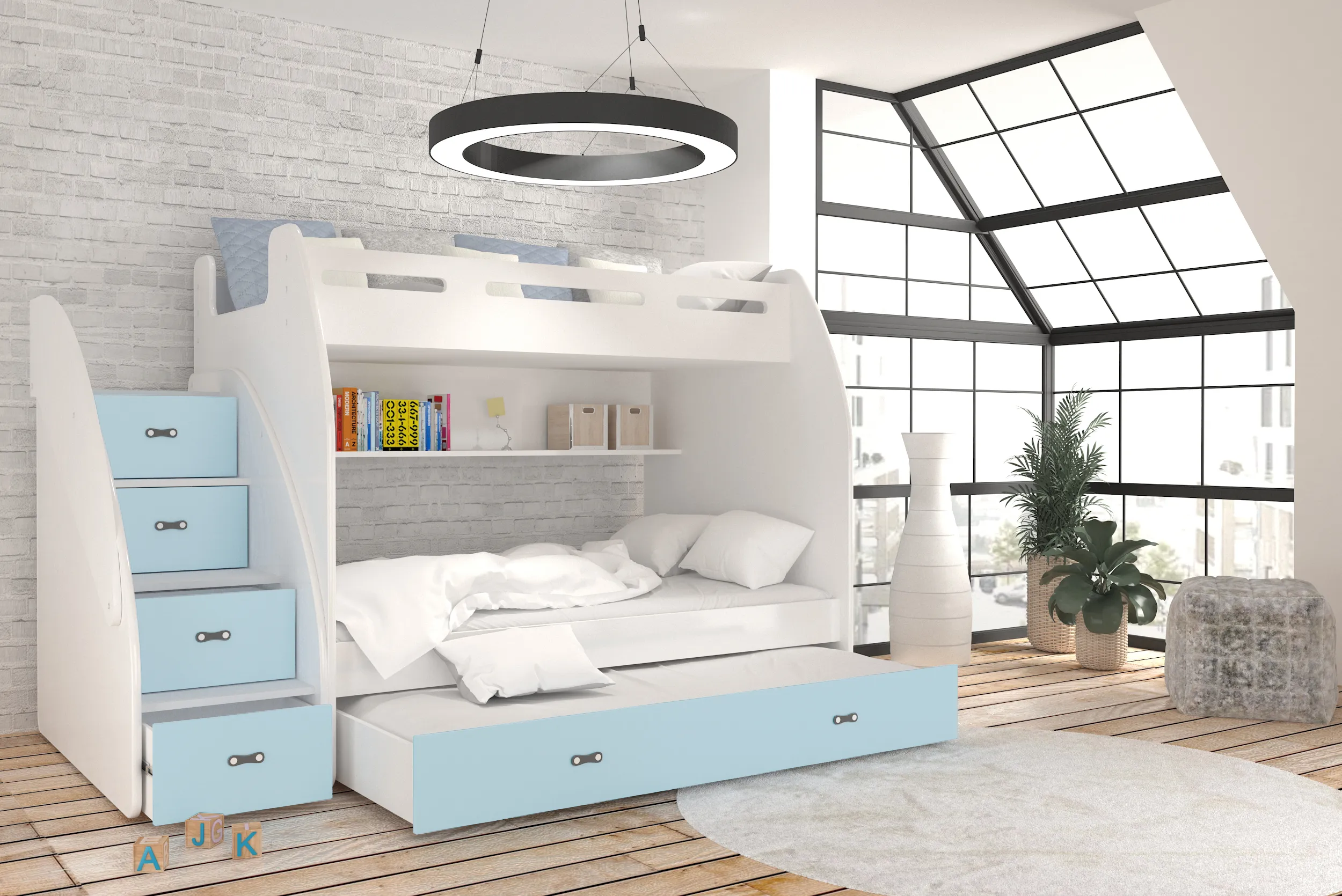 krevet na kat 200*90 zuzia – stepenice i ladice u jednom - slika 3