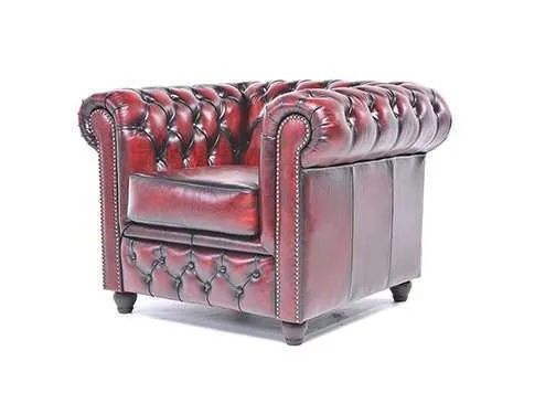 chesterfield fotelja original leather | 1-sjedište | wash off red - slika 3