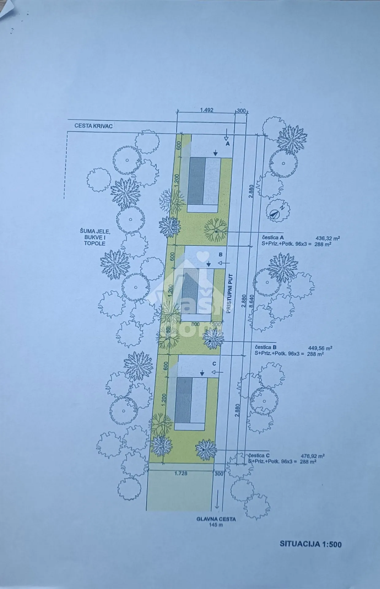brod na kupi, građevinsko zemljište 1571 m2 za tri kuće - slika 4