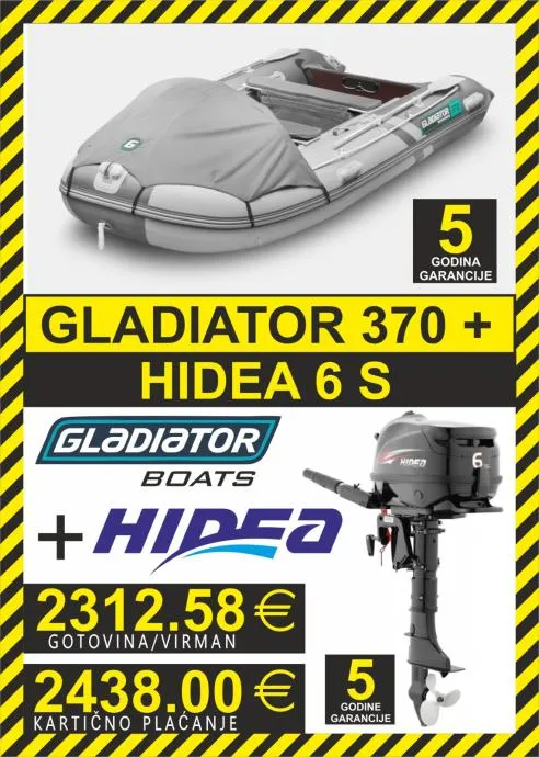 set gumenjak gladiator 370 + motori hidea - slika 8