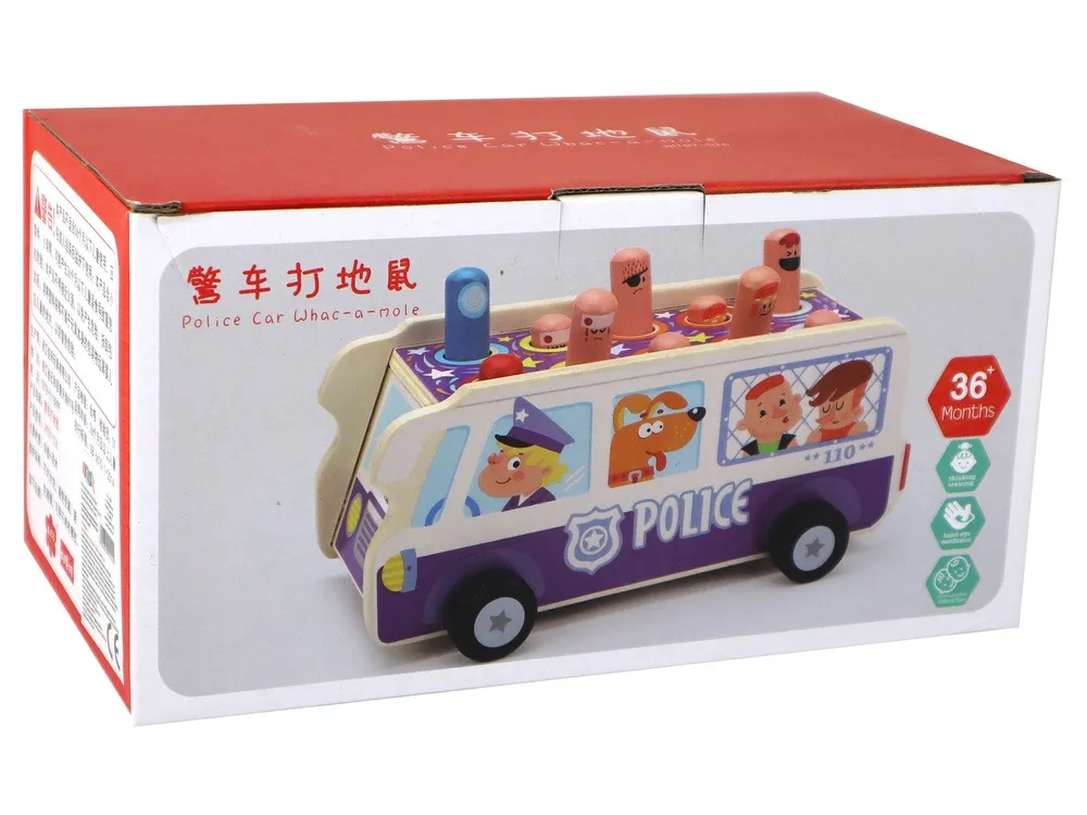 drvena arkadna igra dodgeball - policijski autobus - slika 5