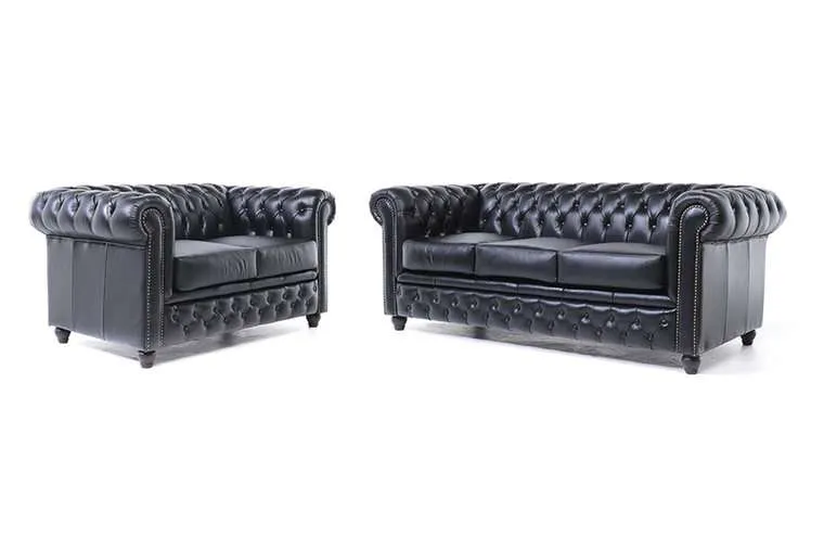 Chesterfield Set Garnitura Original Leather | 2 + 3 sjedišta | Black - Ježdovec, Zagreb