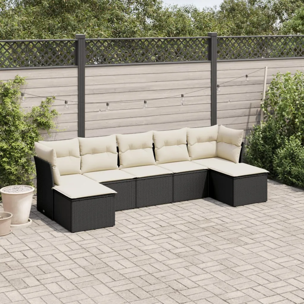 vidaXL 7-dijelni set vrtnih sofa od poliratana s jastucima crni - Venlo