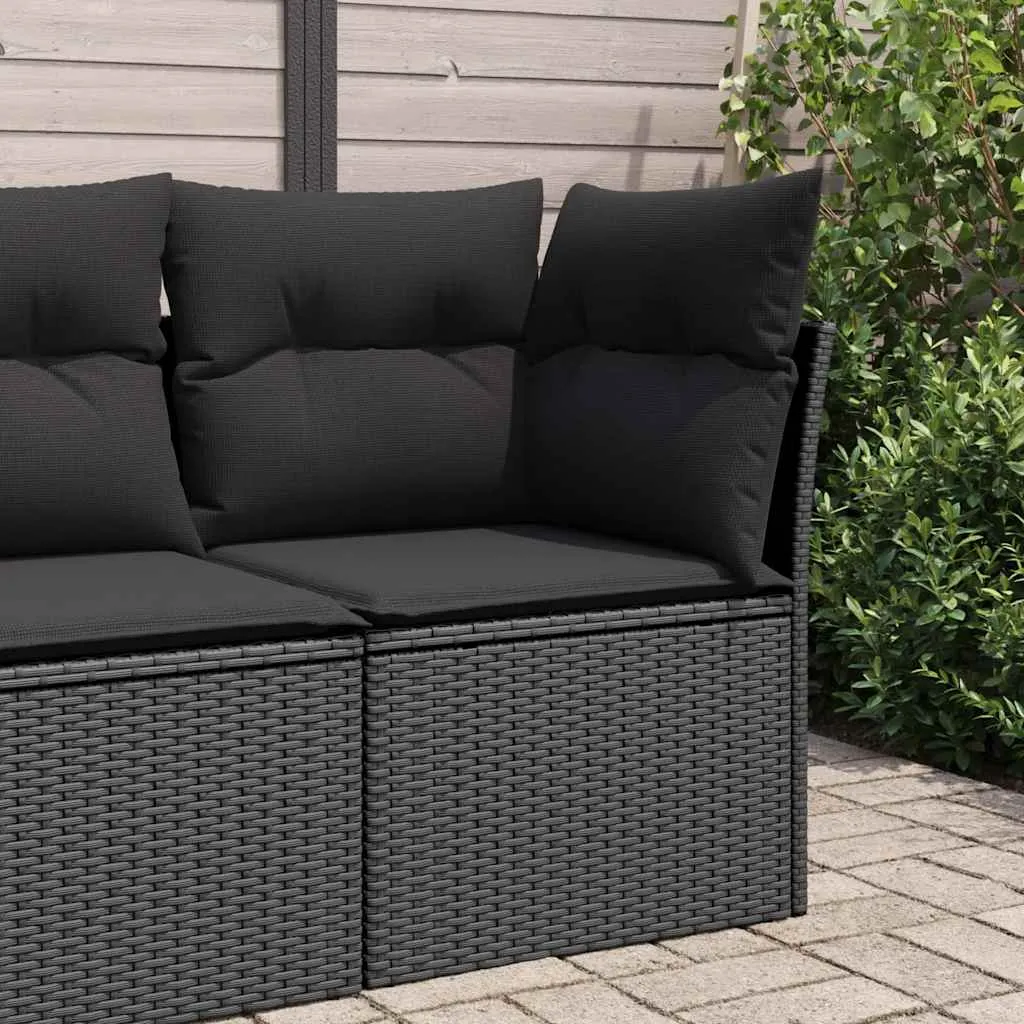 vidaXL Vrtna sofa kutna s jastucima crna poli ratan - Venlo