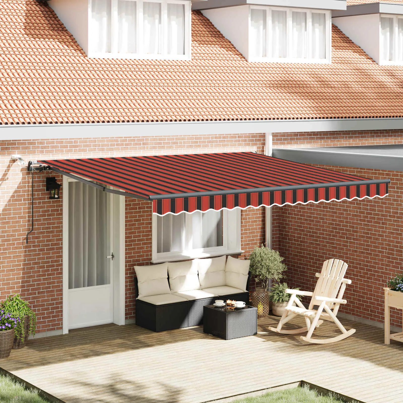 vidaXL Povlačivi tende narančasta i smeđa 400 × 350 cm Poliester - Venlo