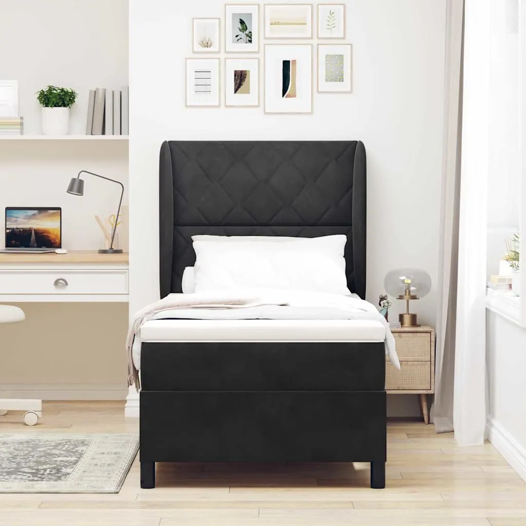 vidaXL Krevet s opruga kutije s uzglavljem Crna 200 x 90 cm Baršun - Venlo