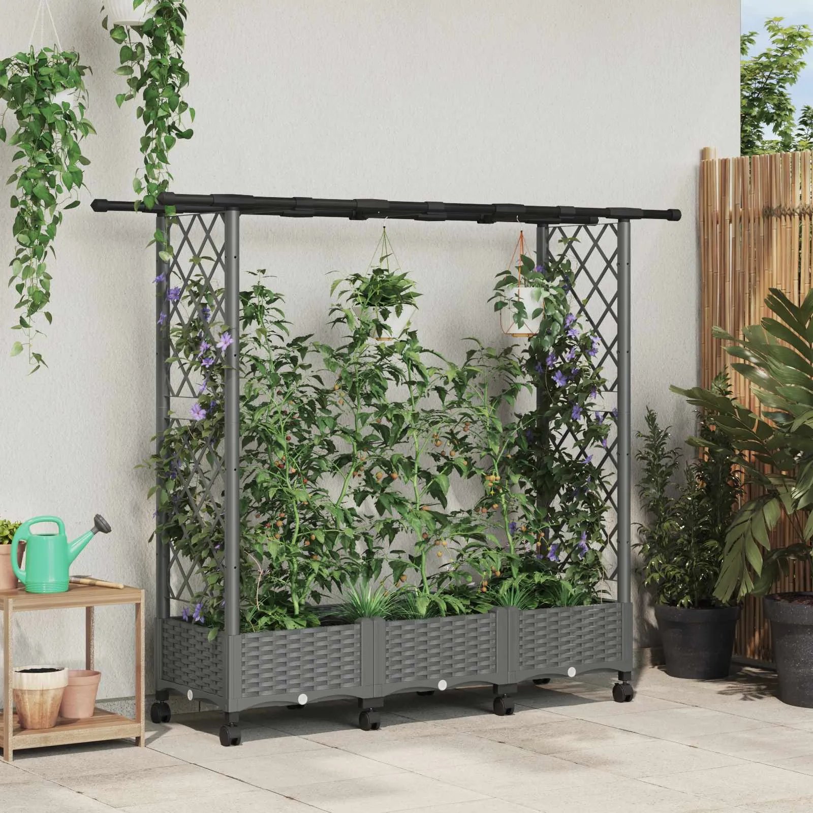 vidaXL Povišeni krevet s mrežom i krovom Svjetlosiva 164 x 40 x 127 cm - Venlo