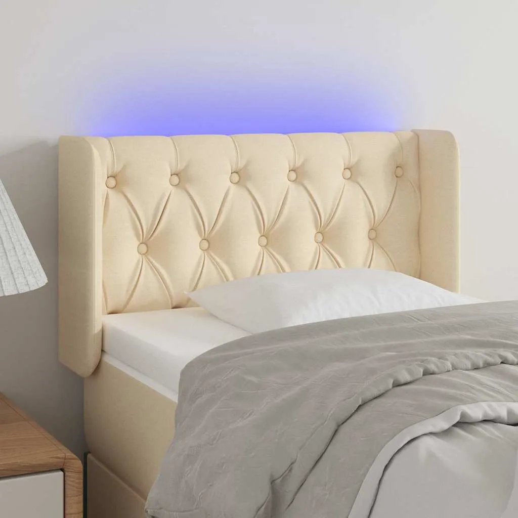 vidaXL LED uzglavlje krem 83x16x78/88 cm od tkanine - Venlo
