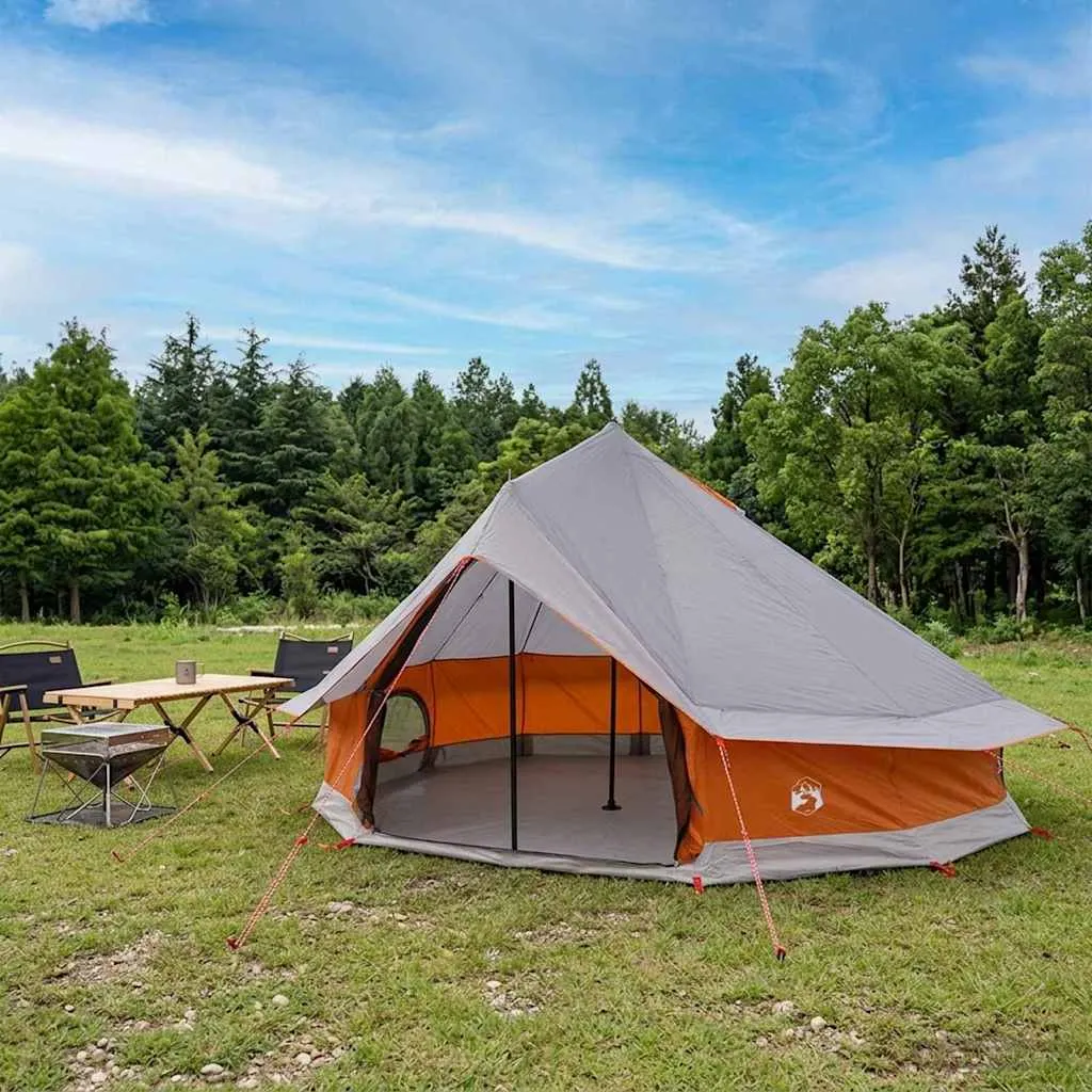 vidaxl tipi šator 18-osobni siva i narančasta poliester i čelik - slika 1