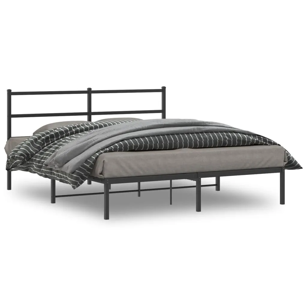 vidaXL Metalni okvir za krevet s uzglavljem crni 160x200 cm - Venlo