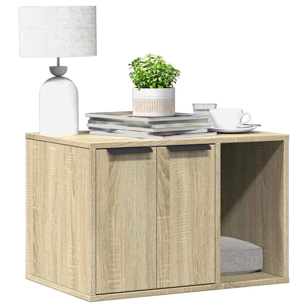 vidaxl kutija z mačji pijesak boja hrasta 60x40x40cm konstruirano drvo - slika 1