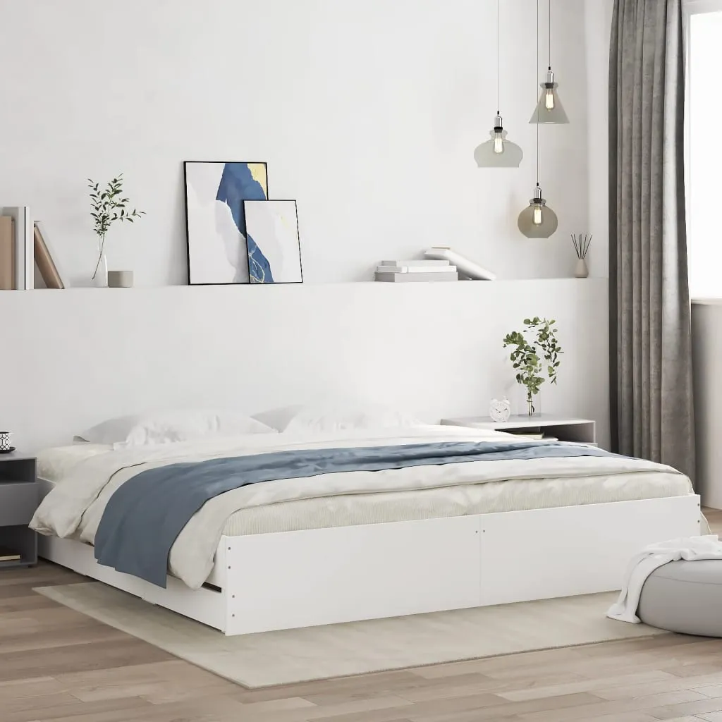 vidaXL Okvir kreveta s ladicama bez madraca bijeli 200x200 cm - Venlo
