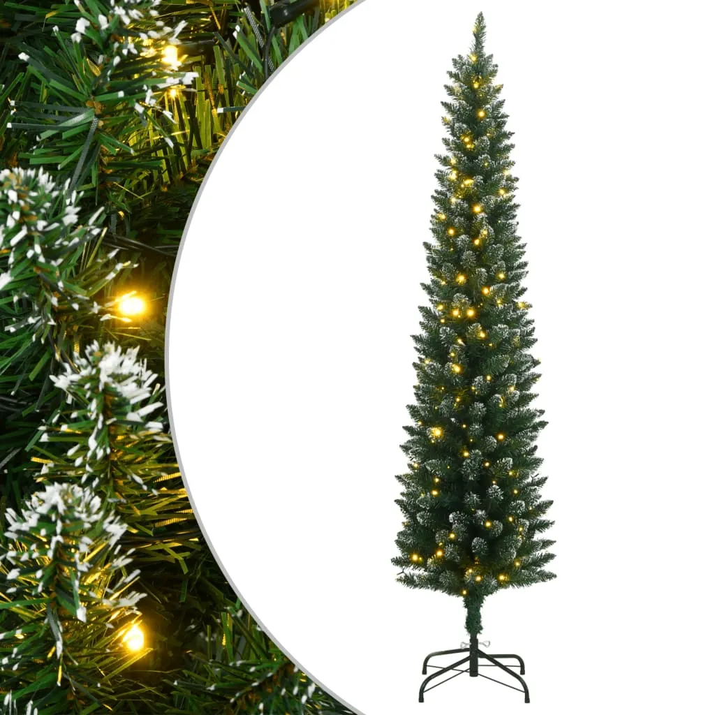 vidaxl umjetno tanko božićno drvce s 300 led žarulja 240 cm - slika 1