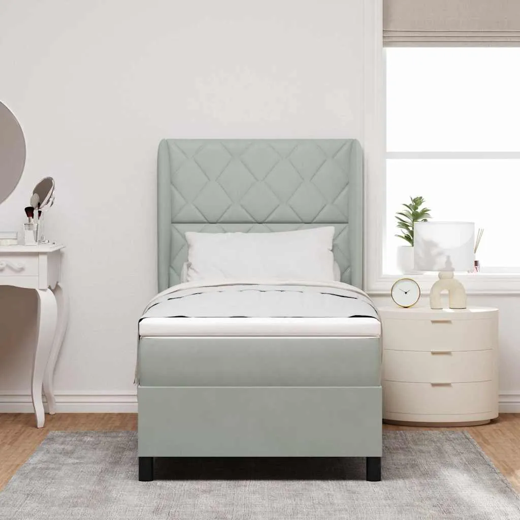 vidaXL Krevet s opruga kutije Svijetlo siva 200 x 90 cm Baršun - Venlo