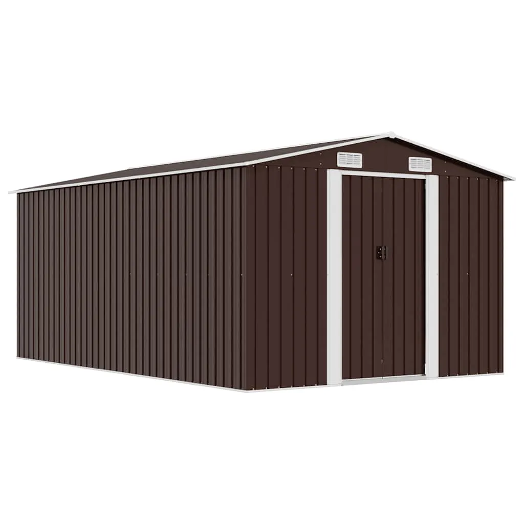 vidaXL Vrtno spremište 257 x 392 x 181 cm metalno smeđe - Venlo