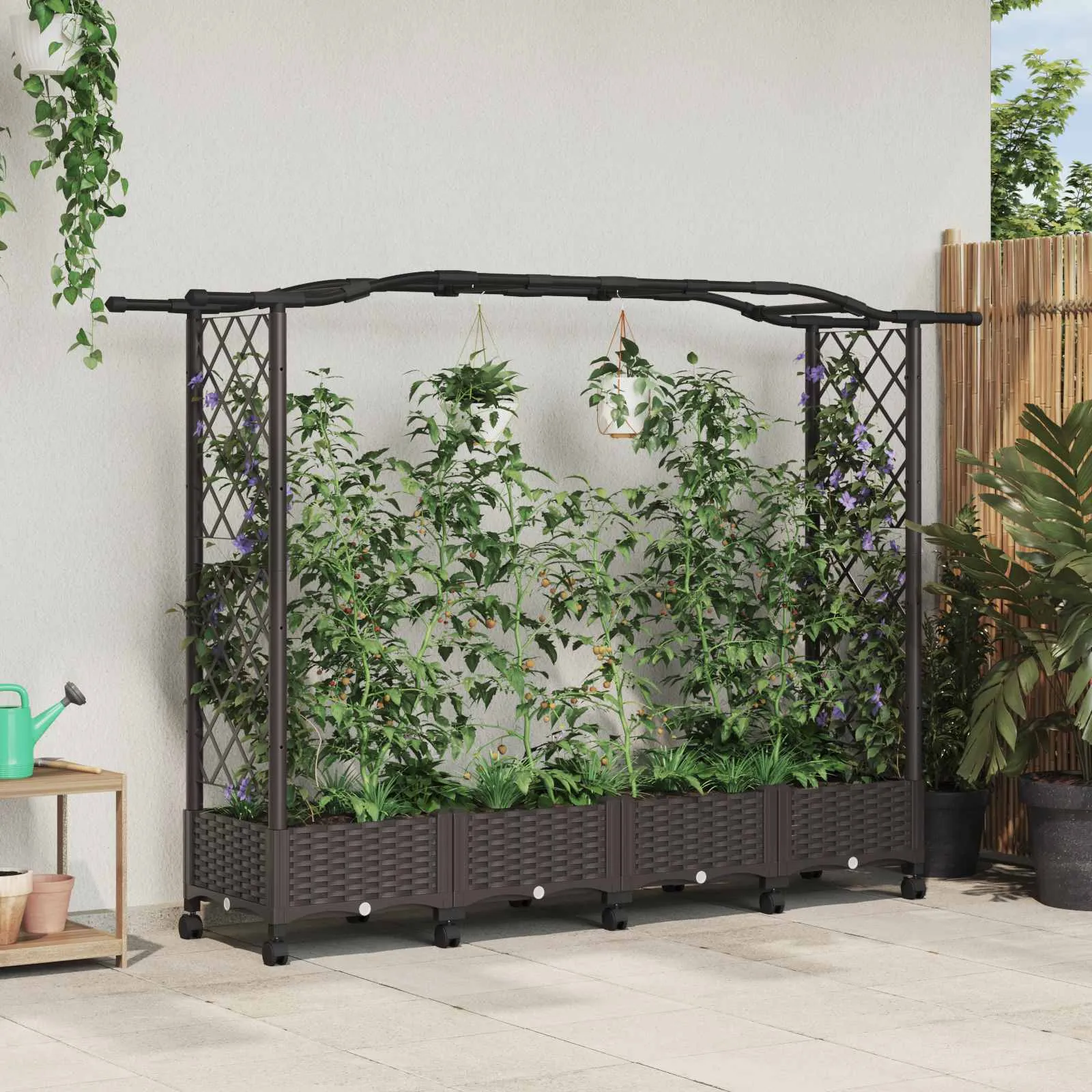 vidaXL Povišeni krevet s mrežom i krovom Smeđa 207 x 40 x 129 cm PP - Venlo
