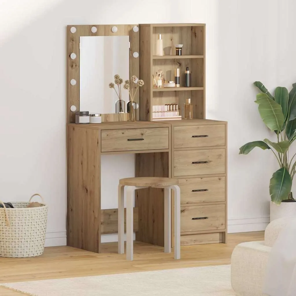 vidaXL Toaletni stol 2 kom. Smeđa 50 x 41 x 135 cm Konstruirano drvo - Venlo