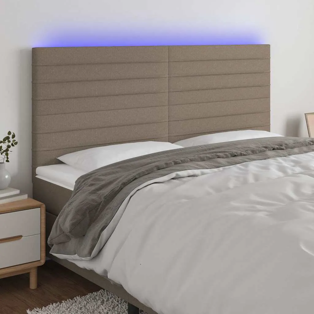vidaXL LED uzglavlje smeđesivo 160x5x118/128 cm od tkanine - Venlo