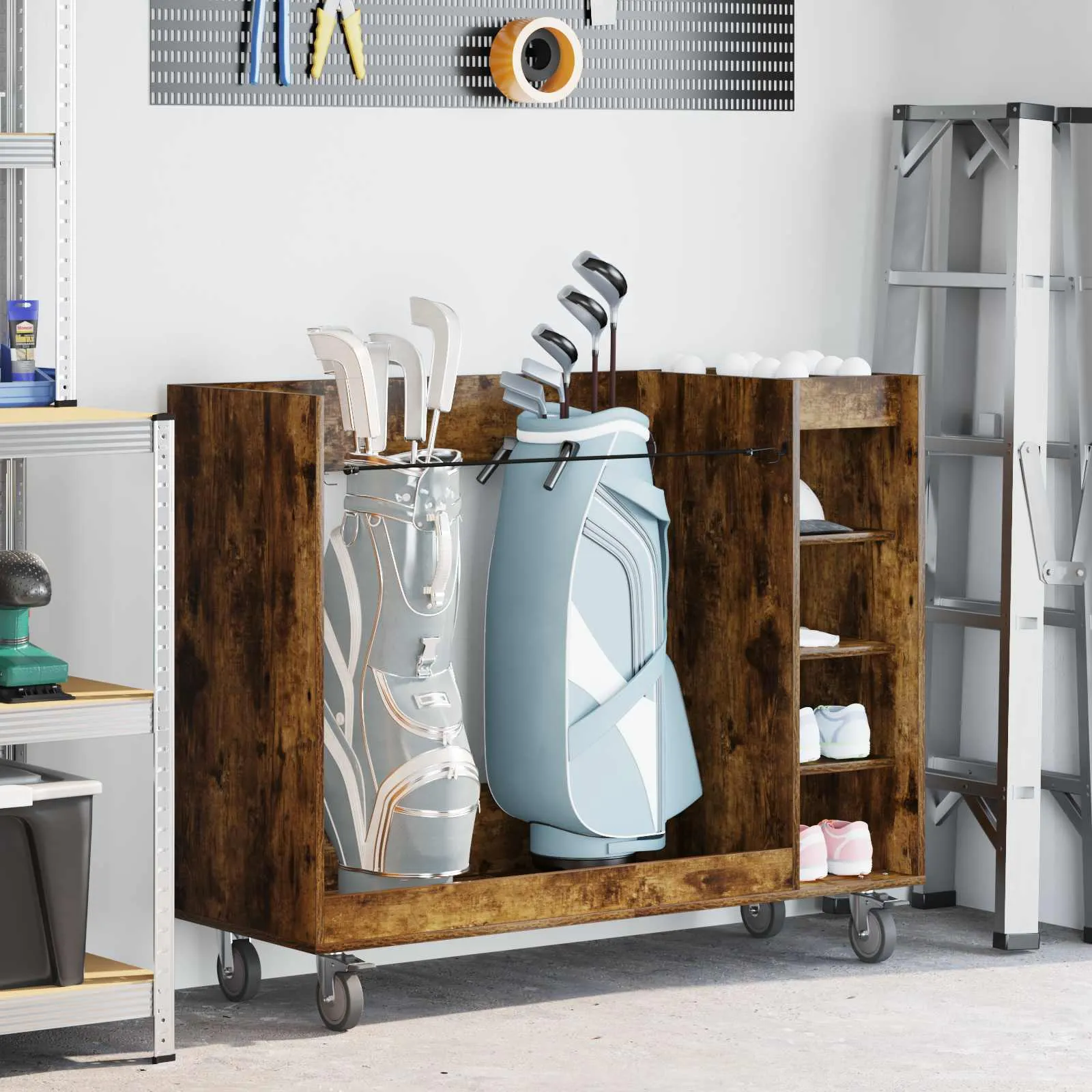 vidaxl golf ormar s kotačem jednobojno dimljeni hrast 120 x 45 x 98 cm - slika 1