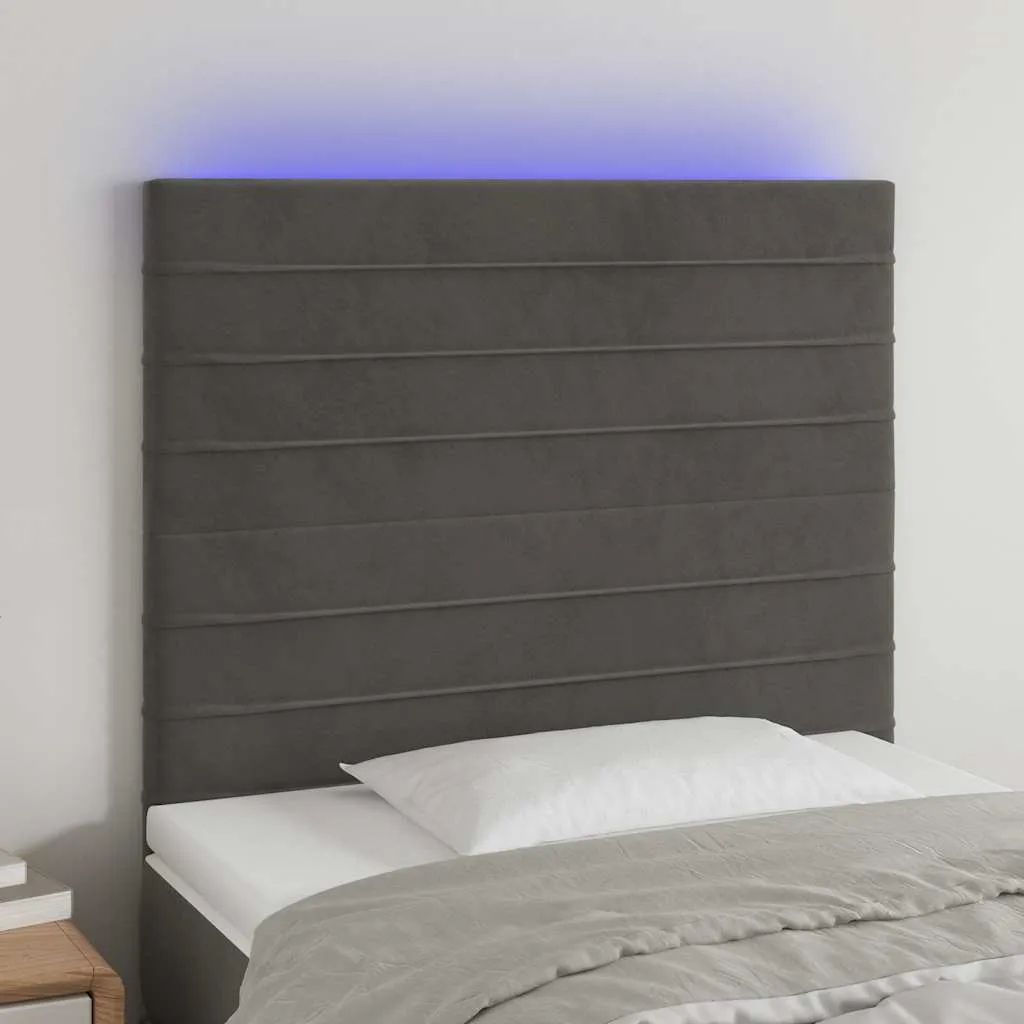vidaXL LED uzglavlje tamnosivo 80x5x118/128 cm baršunasto - Venlo