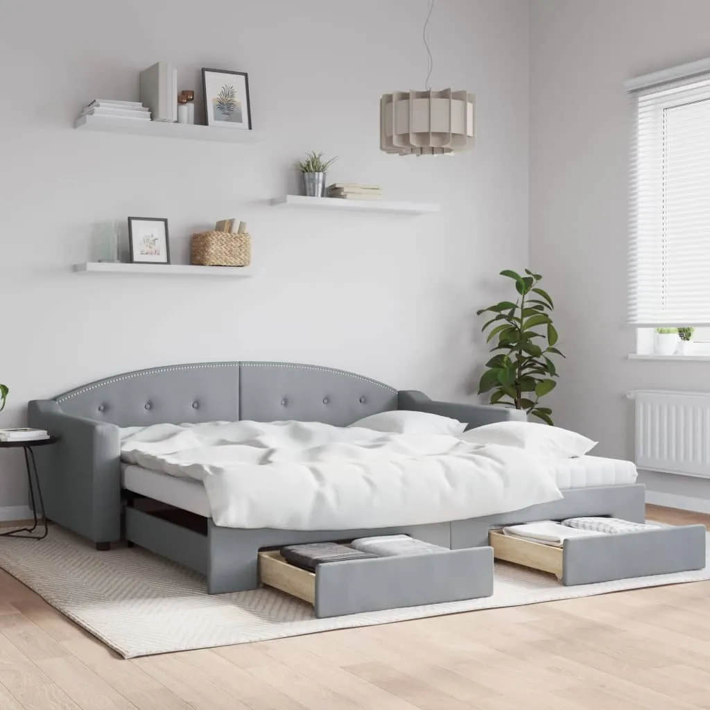vidaXL Dnevni krevet na razvlačenje svjetlosivi 100x200 cm od tkanine - Venlo