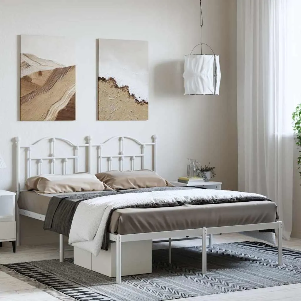 vidaXL Metalni okvir za krevet s uzglavljem bijeli 150x200 cm - Venlo