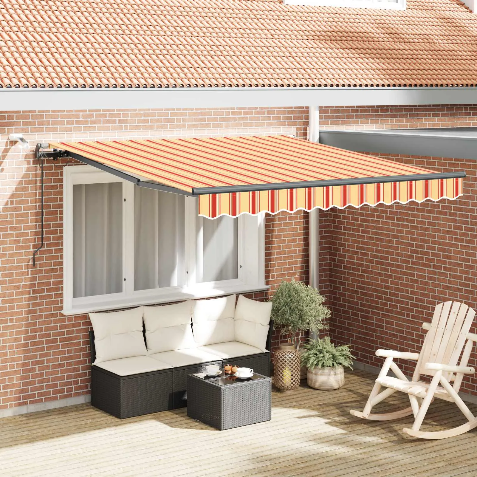 vidaXL Povlačivi tende Žuta i narančasta 300 x 250 cm Poliester - Venlo