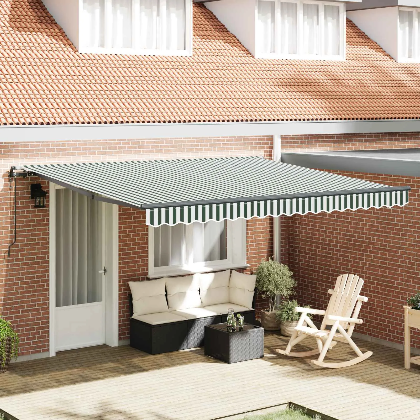 vidaXL Povlačivi tende Zelena i bijela 400 × 300 cm Tkanina i Aluminij - Venlo