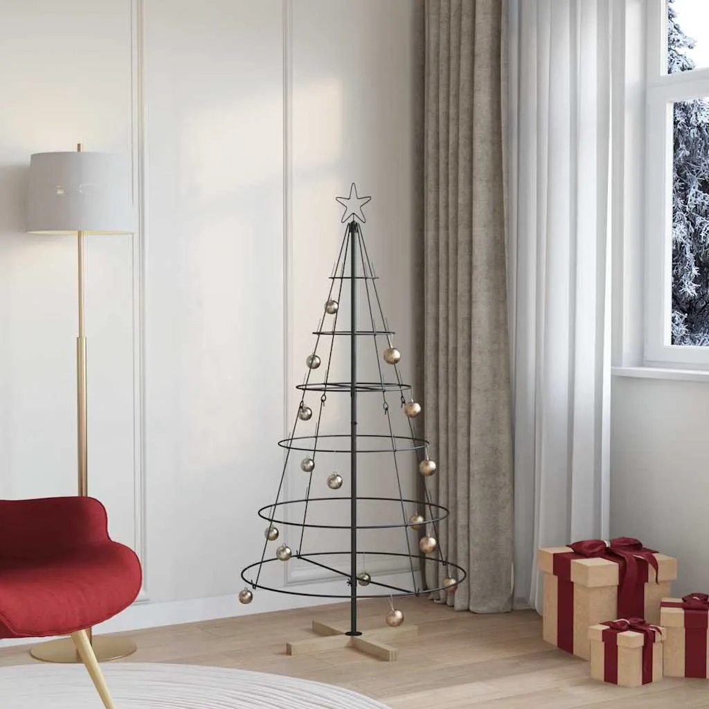 vidaxl božićno drvo u obliku čunja s stalakom crna 154 cm čelik - slika 1