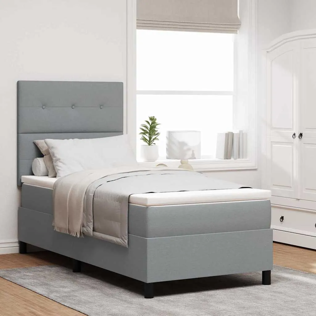 vidaXL Krevet s opruga kutije Svijetlo siva 90 x 190 cm tkanina - Venlo