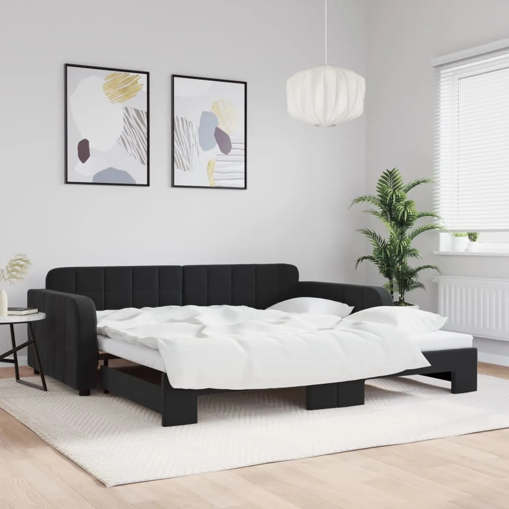 vidaXL Dnevni krevet na razvlačenje crni 100 x 200 cm baršunasti - Venlo