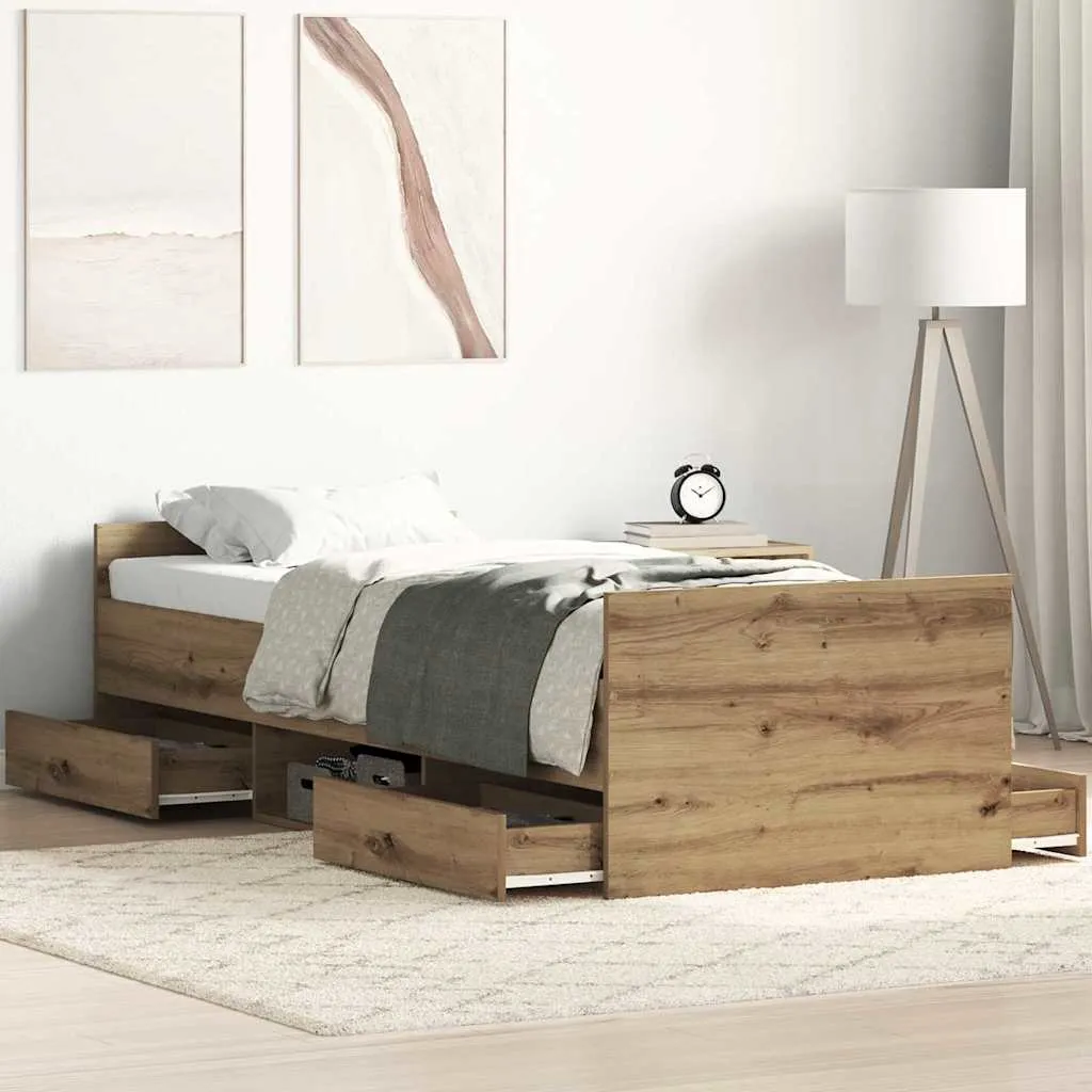 vidaXL Krevetna konstrukcija Umjetnički hrast 193 x 78 x 50 cm - Venlo