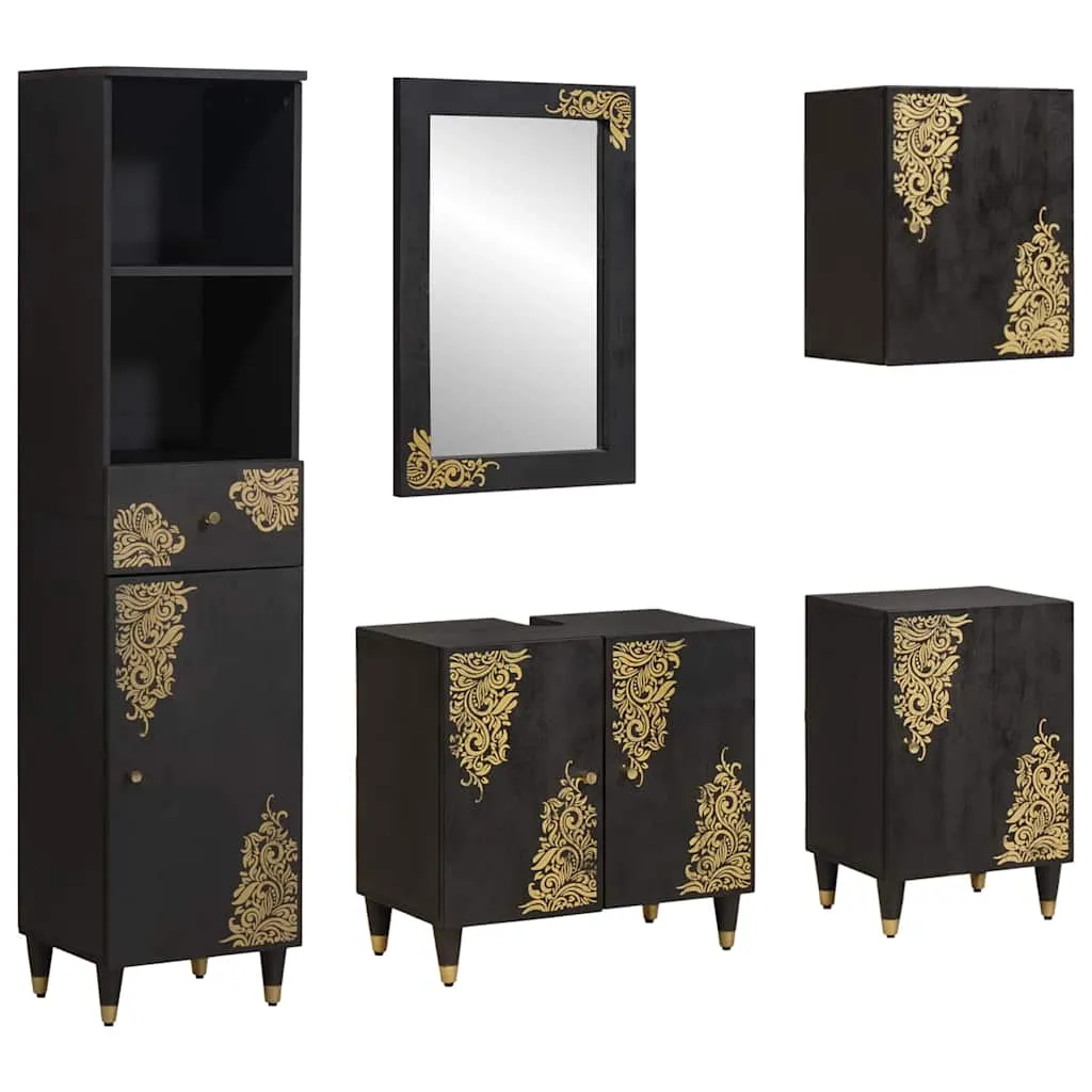 vidaXL Set ormarića za kupaonicu 5 kom. Crna 62 x 33 x 58 cm - Venlo