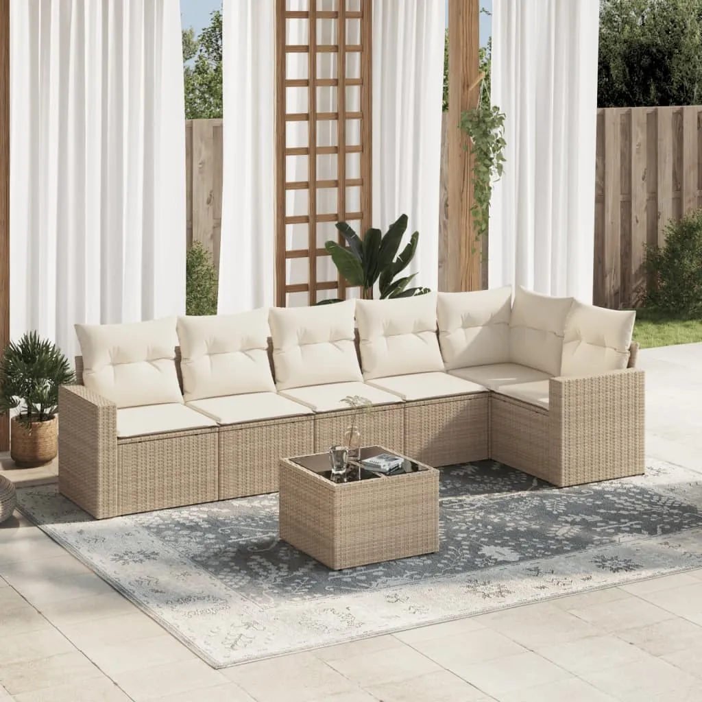 vidaXL 7-dijelni set vrtnih sofa od poliratana s jastucima bež - Venlo