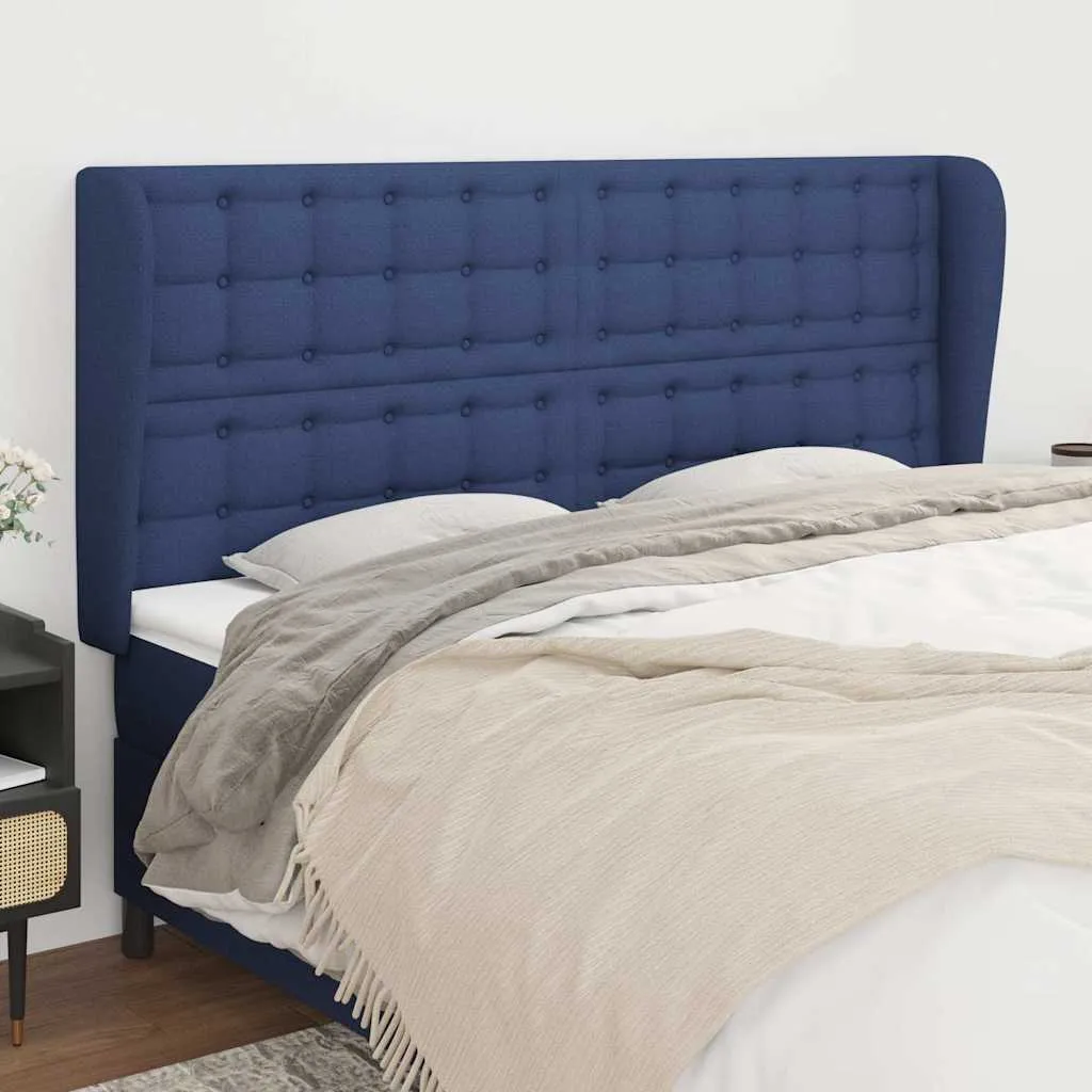 vidaXL Uzglavlje s ušima plavo 183x23x118/128 cm od tkanine - Venlo