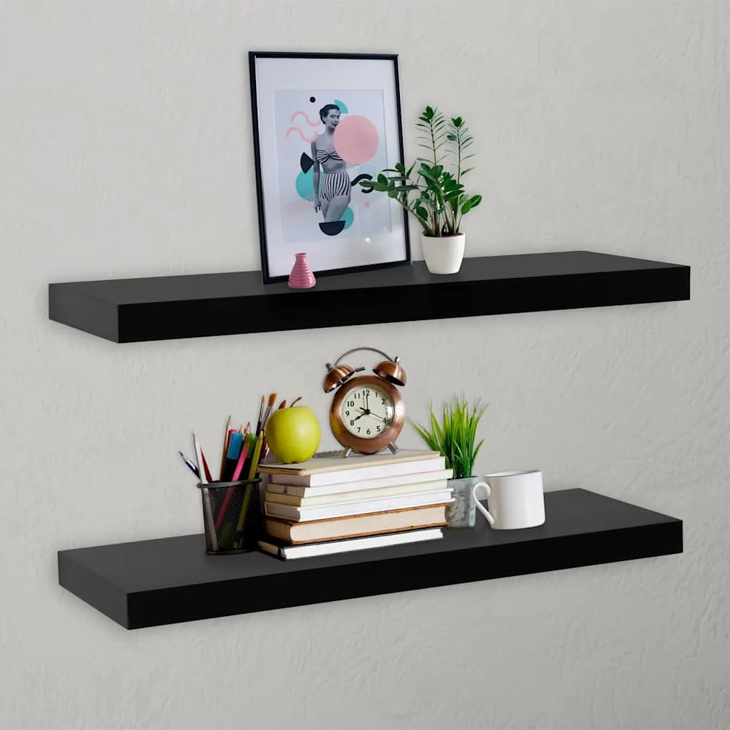 vidaXL Plutajuće zidne police 2 kom crne 100 x 20 x 3,8 cm - Venlo