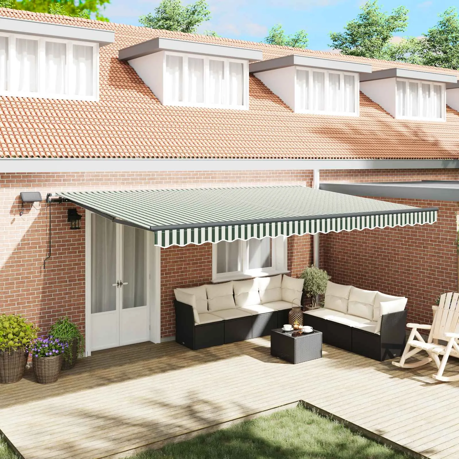 vidaXL Povlačivi tende Zelena i bijela 500 × 300 cm Tkanina i Aluminij - Venlo