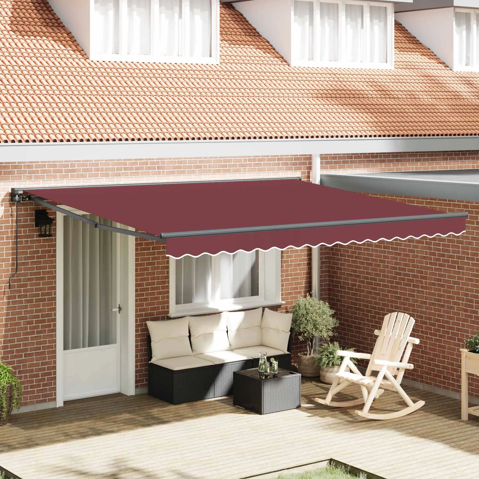 vidaXL Okvir tende Tamno crvena 400 × 300 cm Poliester s PU premazom - Venlo