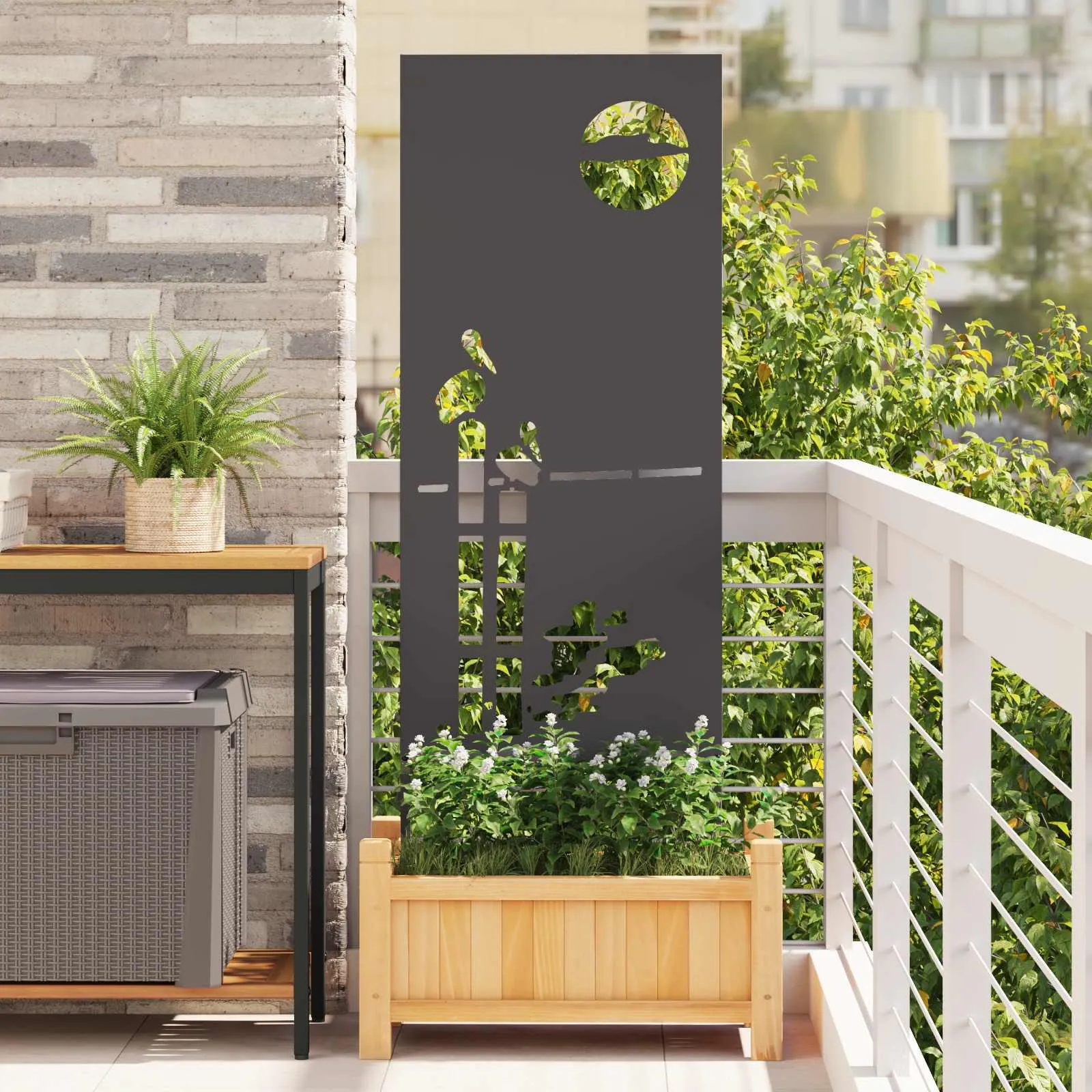 vidaxl privatnost u vrtu crna 50 x 140 cm hladno valjana čelična - slika 1