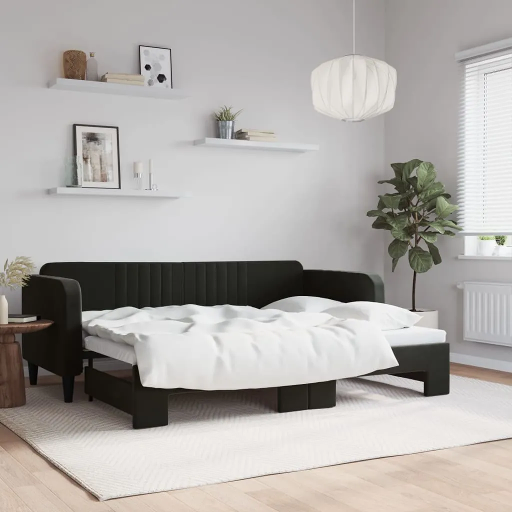 vidaXL Dnevni krevet na razvlačenje crni 80 x 200 cm baršunasti - Venlo